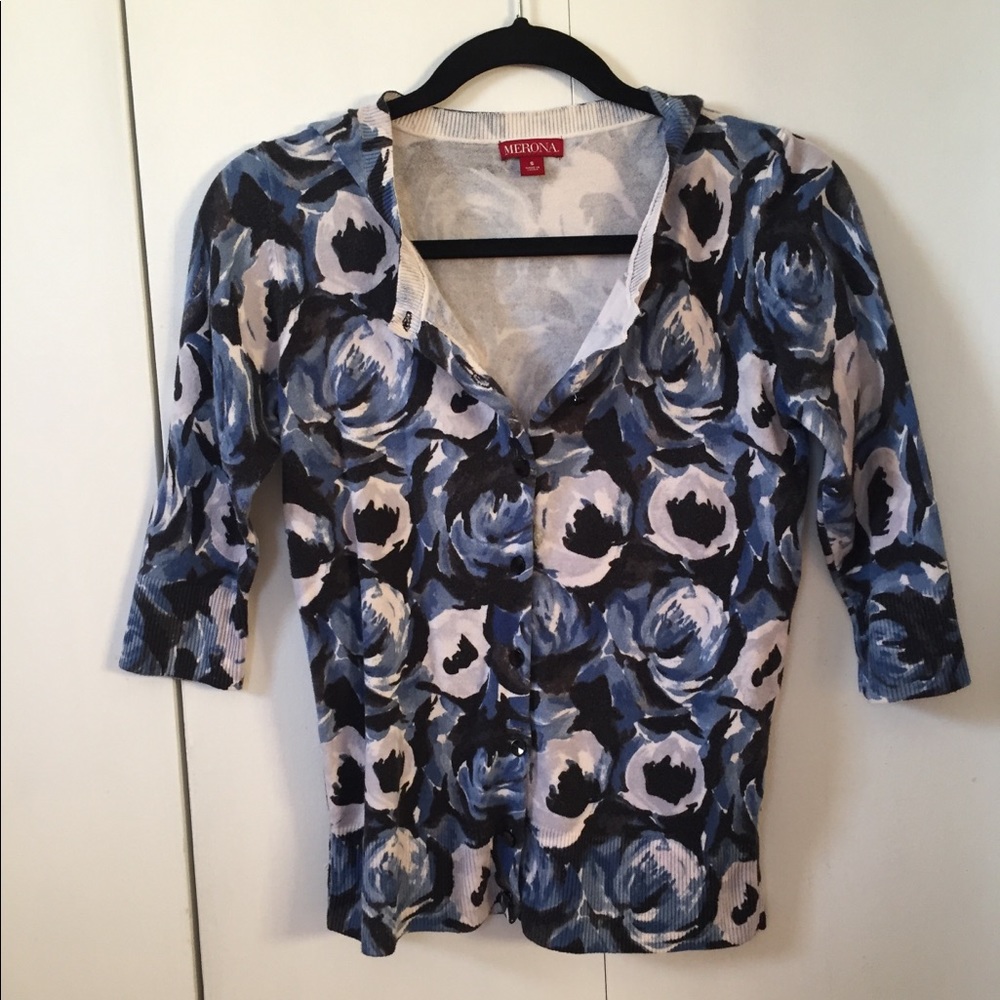 BOGO🛍️ Merona Sweater - Blue White - 3/4 Sleeve - S